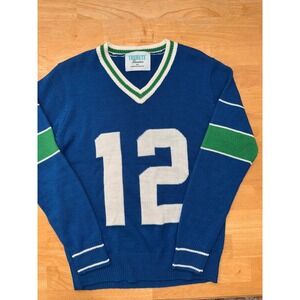 Seattle Seahawk 12th man V Neck Long Sleeve Knit Sweater Women's Small